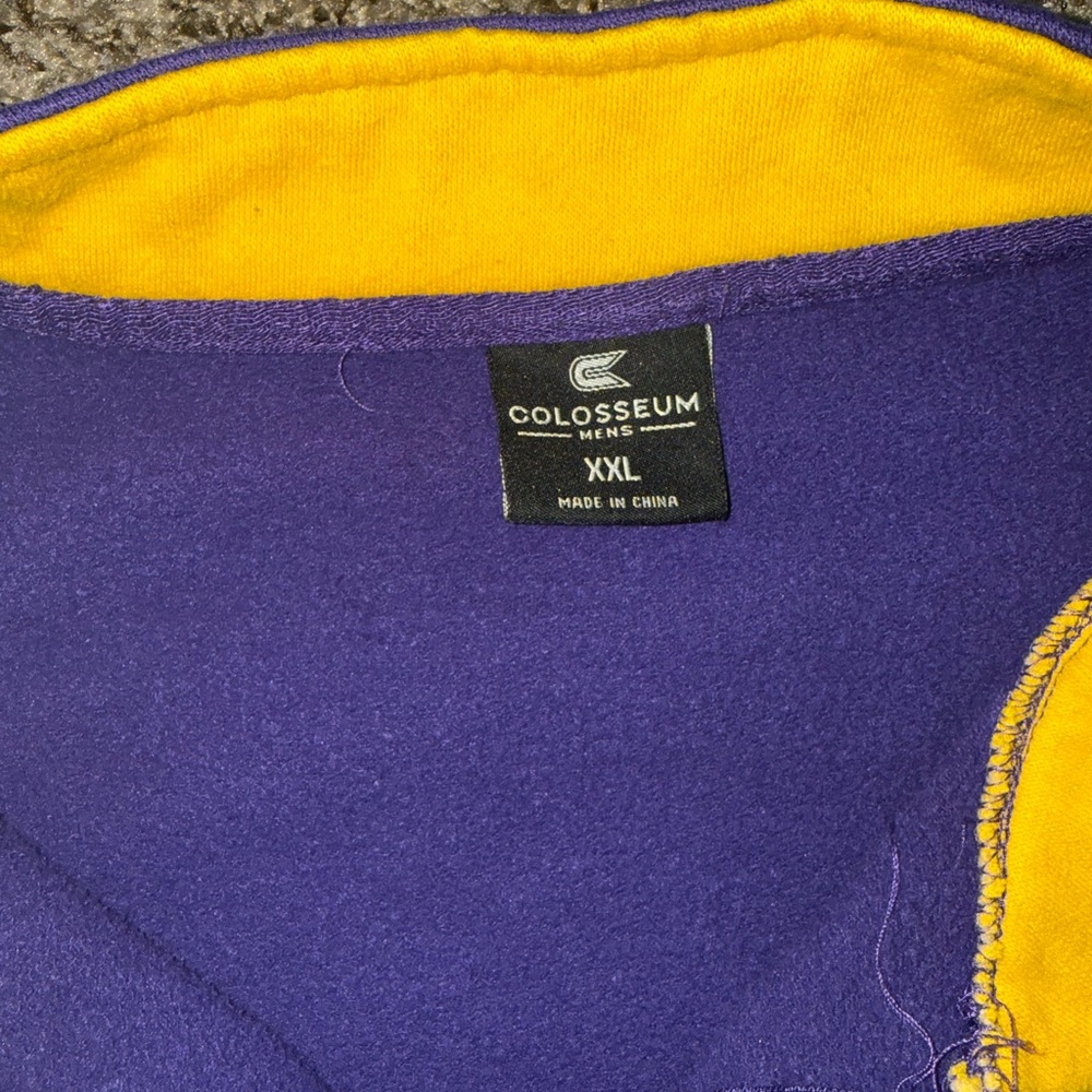 Colosseum Men's Zip Up Sweater - Purple and Yellow